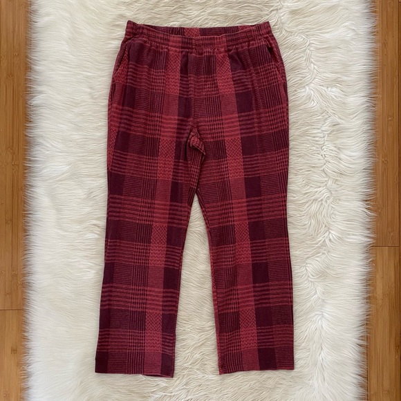 Land’s End Red Burgundy Plaid Sport Knit High Rise
Elastic Waist Pull On Pants - Picture 2 of 11